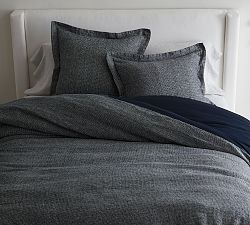 Open Box: European Flax Linen Waffle Duvet Cover, Twin/Twin XL - Midnight
