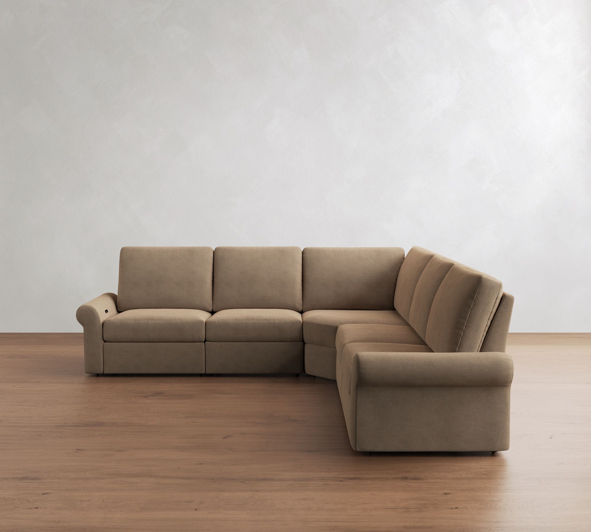 PB Comfort Modern Roll Arm Power Reclining L-Shaped Sectional (123")