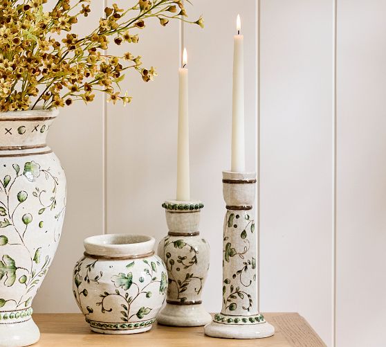 Green Floral Candle Holder