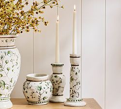 Green Floral Candle Holder