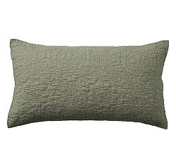 Open Box: Belgian Flax Linen Floral Stitch Quilted Shams, King, Set of 2 - Loden