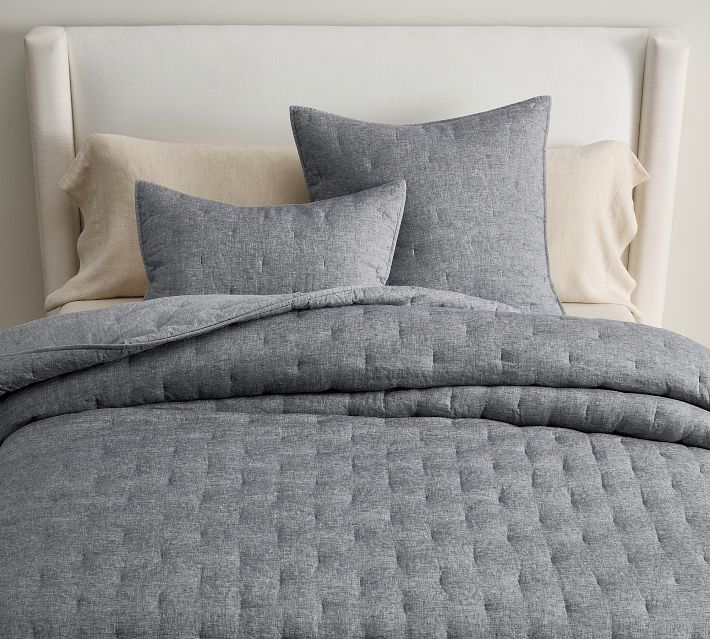 Belgian Flax Linen Tufted Quilt | Pottery Barn