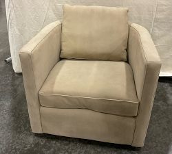 Open Box: Ayden Barrel Arm Leather Swivel Armchair (32") - Nubuck Wheat