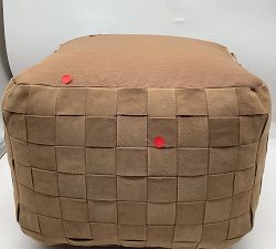 Open Box: Suede Basketweave Pouf - Camel