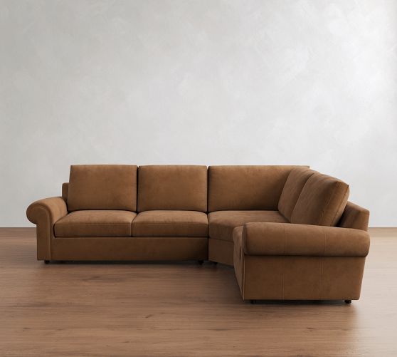 Bellevue Leather 3-Piece Wedge Sectional (128") by Pottery Barn