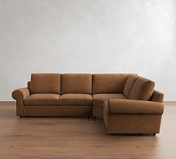 Bellevue Leather 3-Piece Wedge Sectional (128")