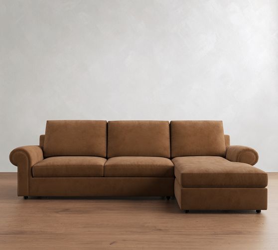 Bellevue Leather Chaise Sectional (121"-129") by Pottery Barn