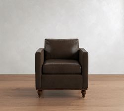 Jake Leather Turned Legs Chair