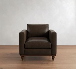 Jake Leather Turned Legs Chair