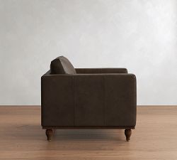 Jake Leather Turned Legs Chair