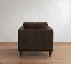 Jake Leather Turned Legs Chair