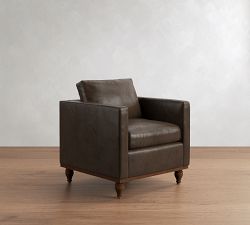 Jake Leather Turned Legs Chair