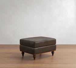 Jake Leather Tapered Legs Ottoman
