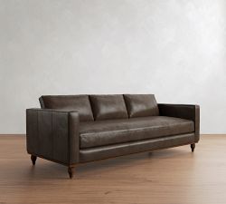Jake Leather Tapered Legs Sofa (63"&ndash;120")