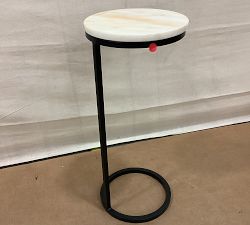 Open Box: Delaney Round Marble C-Table (10") - Bronze &amp; Golden Calacatta Marble