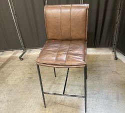 Open Box: Eugina Leather Counter Stool (27") - Antique Brown, Bronze