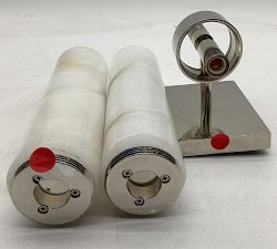 Open Box: Frances Alabaster Double Tube Sconce (22") - Polished Nickel
