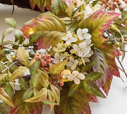 Faux Oak Leaf and Hydrangea Wreath &amp; Garland