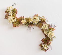 Faux Oak Leaf and Hydrangea Wreath &amp; Garland