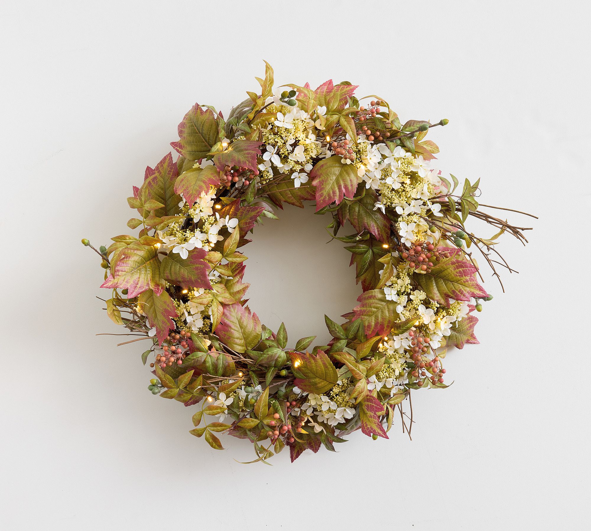 Faux Oak Leaf and Hydrangea Wreath & Garland