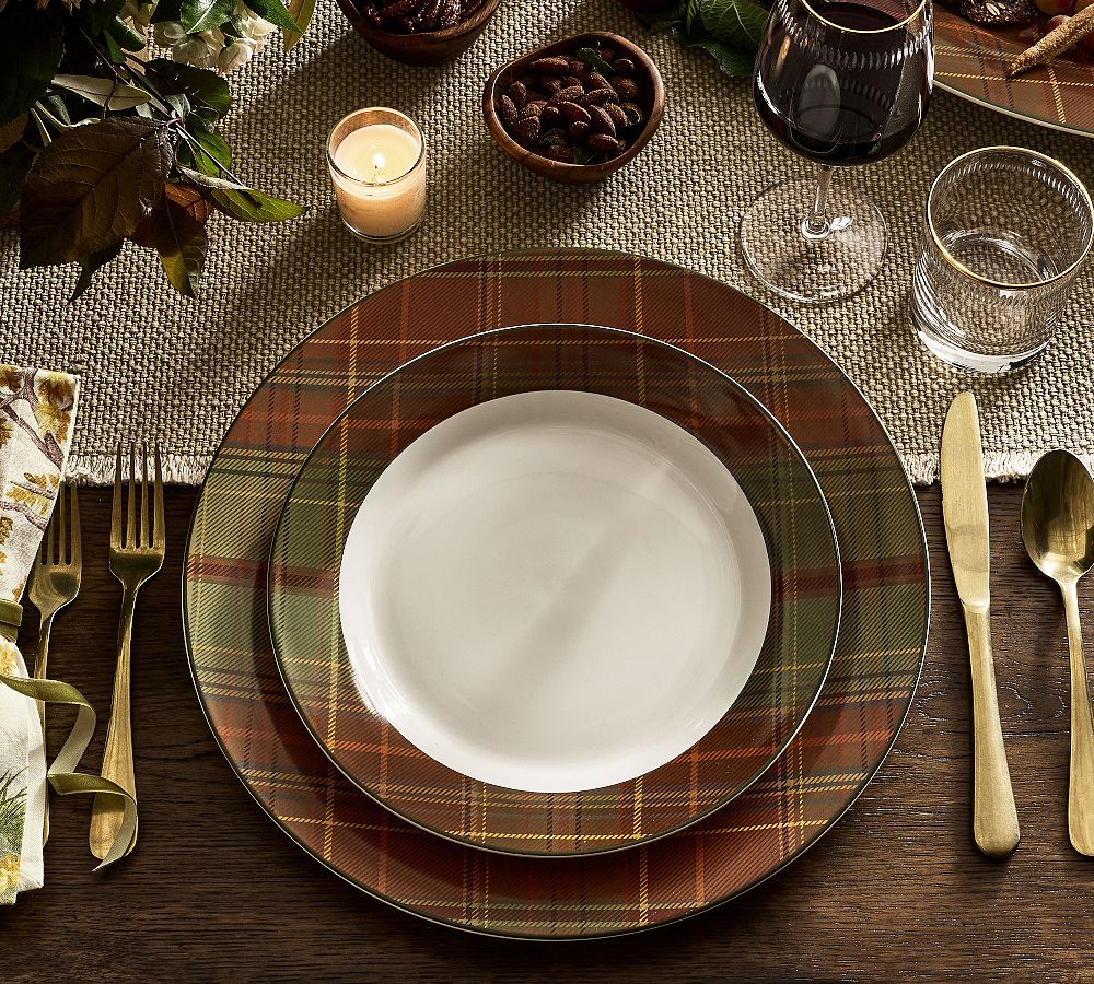 Woodrow Plaid Stoneware Dinner Plates - Set of 4 by Pottery Barn