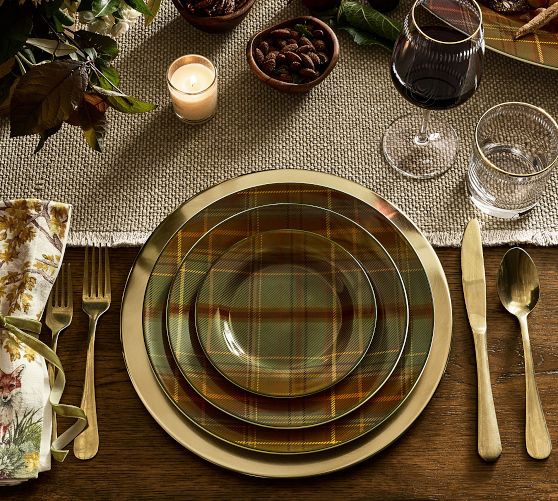 Woodrow Plaid Stoneware Appetizer Plates - Set of 4