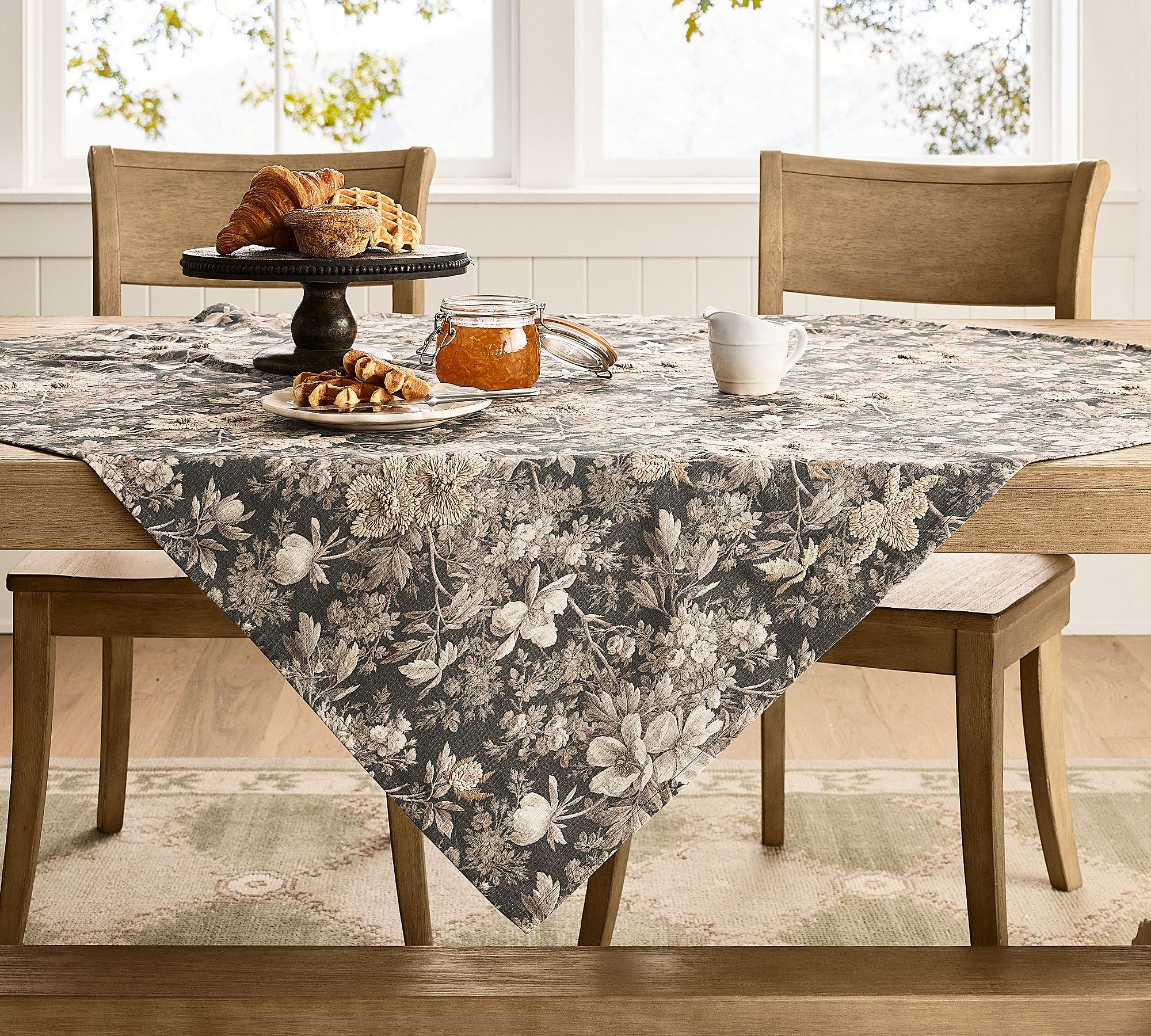 Opal Embroidered Cotton Table Throw