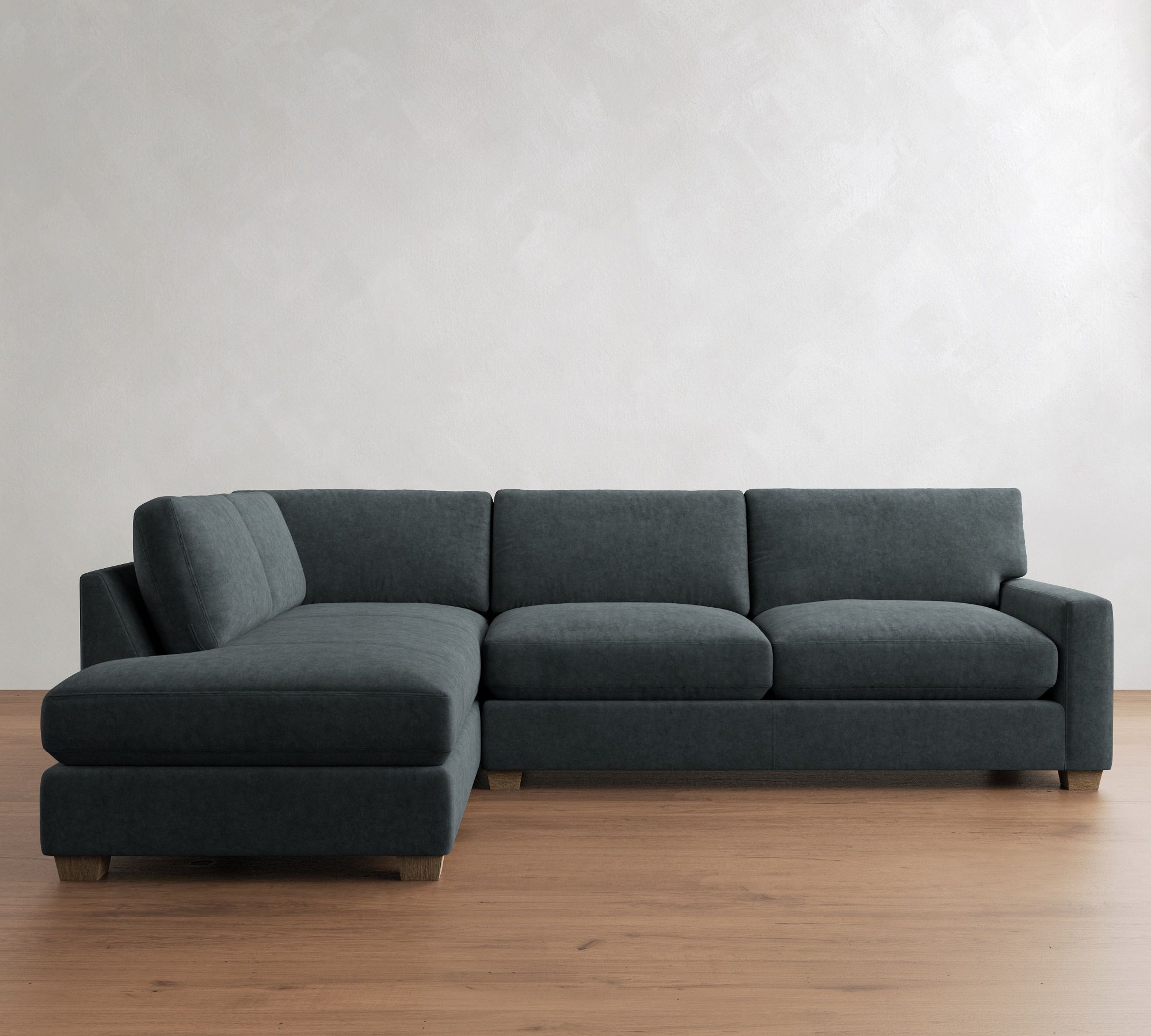 PB Comfort Modern Square Arm Leather Return Bumper Sectional (121") - thumbnail 8