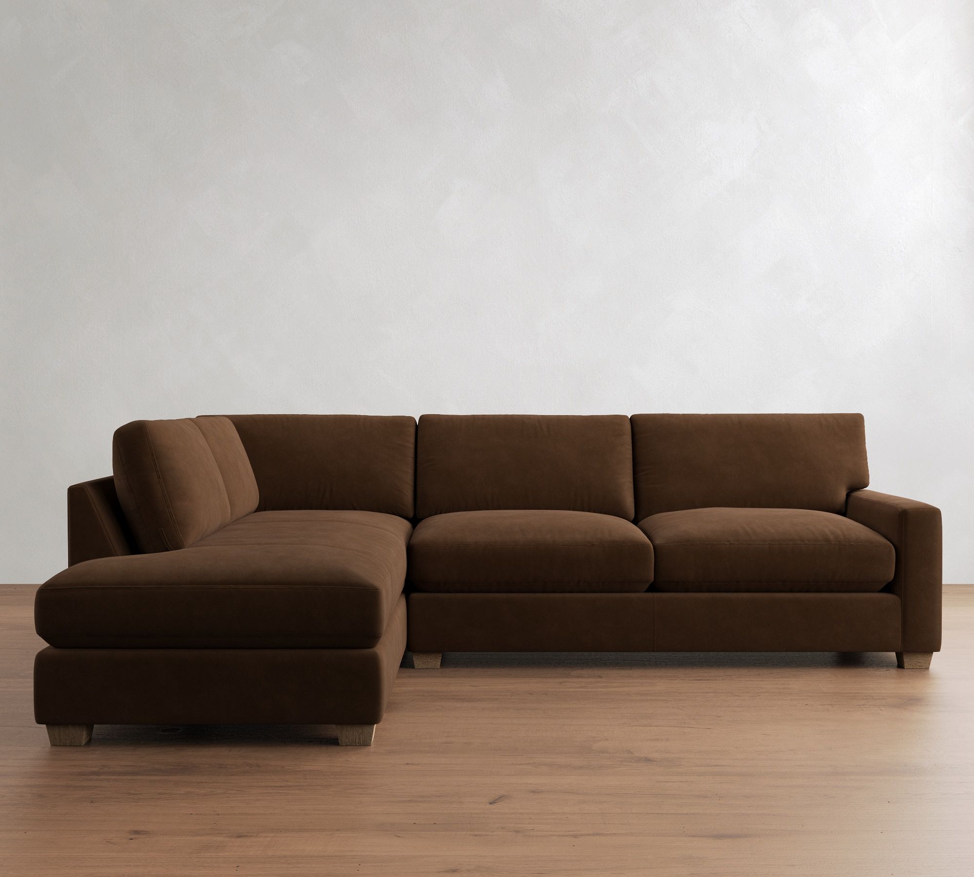 PB Comfort Modern Square Arm Leather Return Bumper Sectional (121") - thumbnail 10