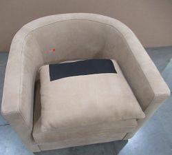 Open Box: Ayden Barrel Arm Leather Swivel Chair (32") - Nubuck Wheat
