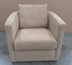 Open Box: Ayden Barrel Arm Leather Swivel Chair (32") - Nubuck Wheat