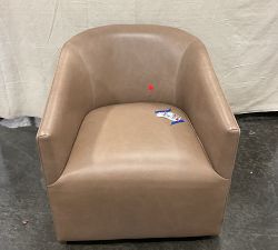 Open Box: Baldwin Leather Swivel Chair - Churchfield Taupe