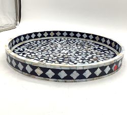 Open Box: Inlay Round Tray (18" Diam) - Blue