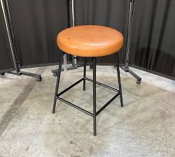 Open Box: Maison Leather Backless Swivel Counter Stool (24") - Statesville Caramel, Bronze