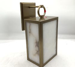 Open Box: Manor Alabaster Outdoor Sconce (19") - Tumbled Brass