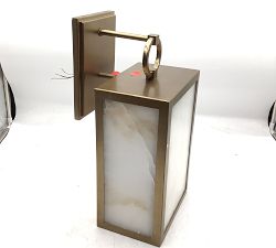 Open Box: Manor Alabaster Outdoor Sconce (19") - Tumbled Brass