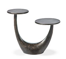 Open Box: Mazen Round Aluminum End Table (25") - Distressed Bronze
