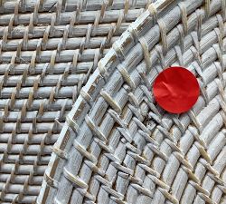 Open Box: Tava Handwoven Rattan Divided Hamper - White