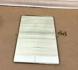 Open Box: Vintage Rounded Rectangular Pivot Mirror (27" x 35") - Tumbled Brass