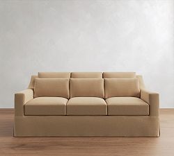 Open Box: York Slope Arm Deep Seat Replacement Slipcover, Sofa Slipcover 3x3 (81") - Performance Everydayvelvet™ Camel