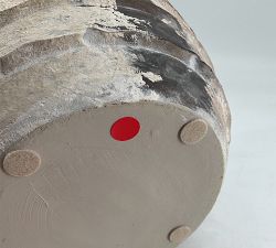 Open Box: Artisan Hand Painted Terracotta Outdoor Planter, Large Cachepot (12.25"D x 10.25"H) - Ivory