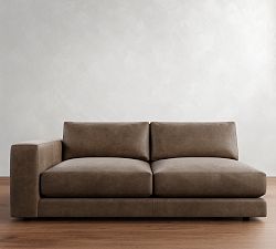 Open Box: Carmel Lounge Square Arm Leather Left Loveseat - Gravel Chocolate