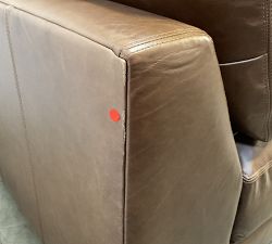 Open Box: Carmel Lounge Square Arm Leather Left Loveseat - Gravel Chocolate