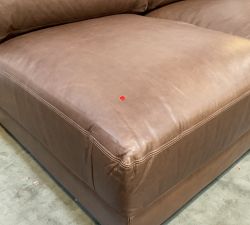 Open Box: Carmel Lounge Square Arm Leather Left Loveseat - Gravel Chocolate