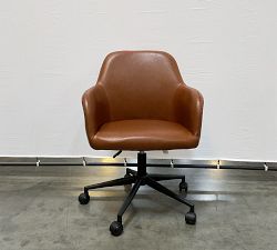 Open Box: Carson Swivel Desk Chair - Vegan Leather Chestnut, Black Base