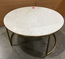 Open Box: Delaney Marble Round Coffee Table (38") - White Marble, Antique Brass
