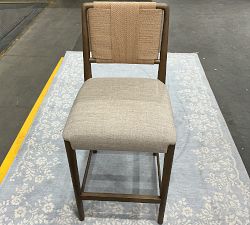 Open Box: Eaton Upholstered Counter Stool (27") - Alcala Wheat, Tan Oak