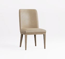 Open Box: Layton Grand Leather Dining Chair - Statesville Pebble. Seadrift