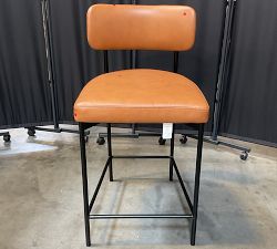 Open Box: Maison Leather Counter Stool (24") - Statesville Caramel, Antique Bronze
