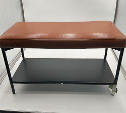 Open Box: Maison Leather Entry Shoe Bench (28") - Saddle Tan, Bronze